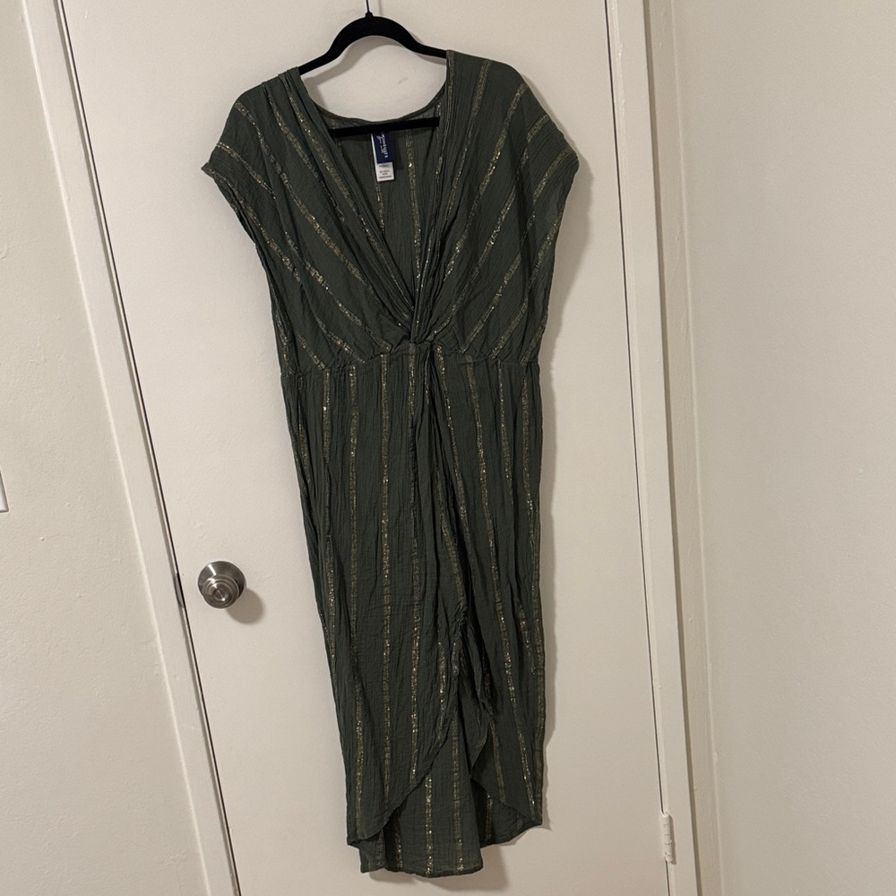 Elegant Green Striped swimsuit coverup